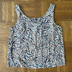 vintage 80s 90s animal zebra tiger graphic print cotton crop tank top